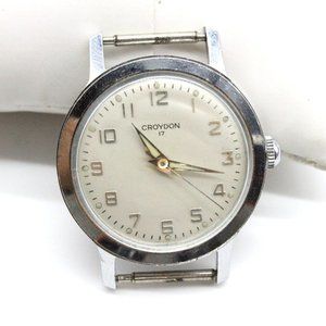 Vintage Croydon Watch Face Men's Classic Retro 17 Jewels Stainless Steel 80's